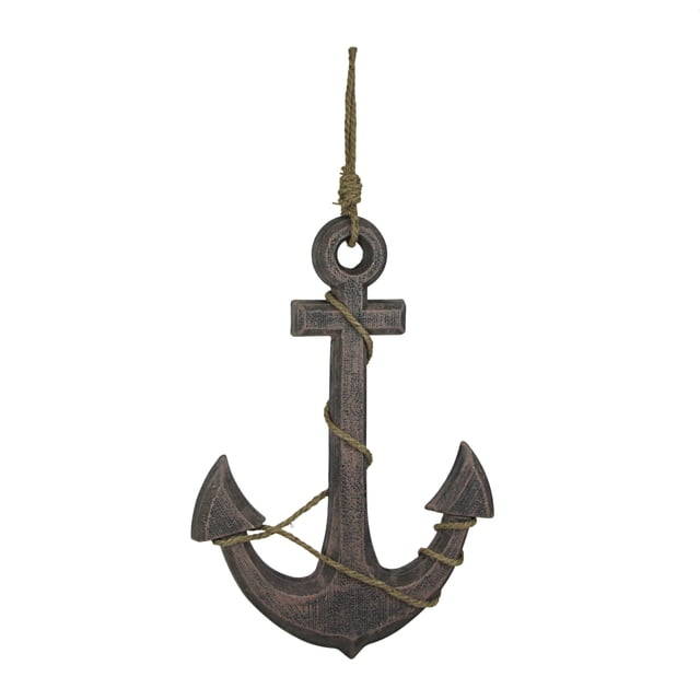 Natural Brown Finish Ship Anchor and Rope Nautical Wall Hanging