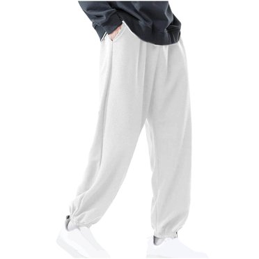 TIMIFIS Pantalon de Survêtement Blanc pour Homme, Doux, Uni, avec Taille Élastique et Poches, Long, Léger, Confortable pour l'Automne, le Printemps et l'Hiver, Randonnée, Course, Gym, Jogging