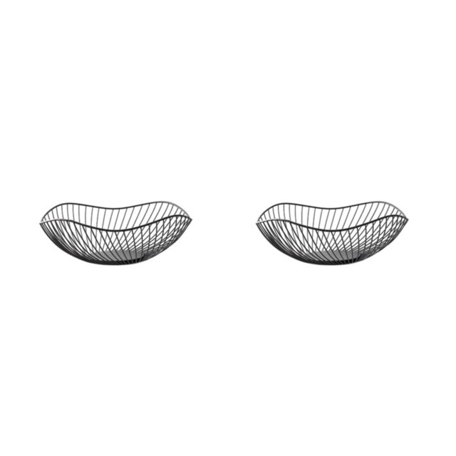 Redempat Metal Fruit Bowl Large Capacity Exquisite Appearance Sturdy And Durable Modern Style Fruit Basket black Oblique small 2Set