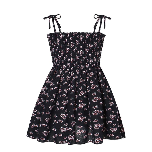 Robe d'Été pour Filles Été Bébé Filles Robe Sans Manches à Bretelles Imprimé Graphique Vêtements pour Enfants