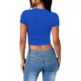 thumbnail image 4 of Yuyuzo Hauts de Sortie pour Femmes Manches Courtes Haut Court Col Rond T-Shirts Basiques Ajustés Extensibles, 4 of 7