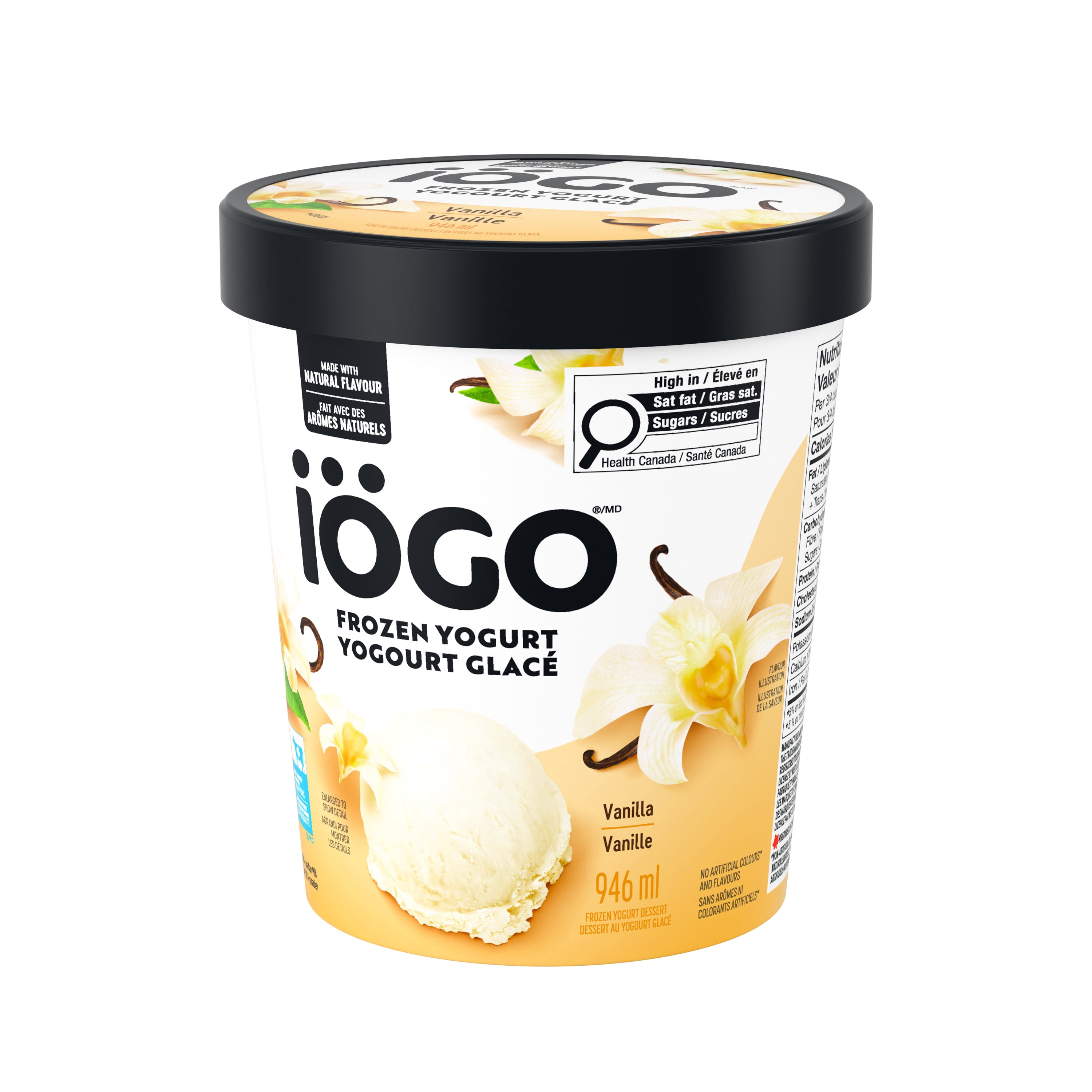 IOGO Frozen Yogurt, Vanilla, Real Dairy, Prepared In Canada, 100% Canadian Milk, 946 ml