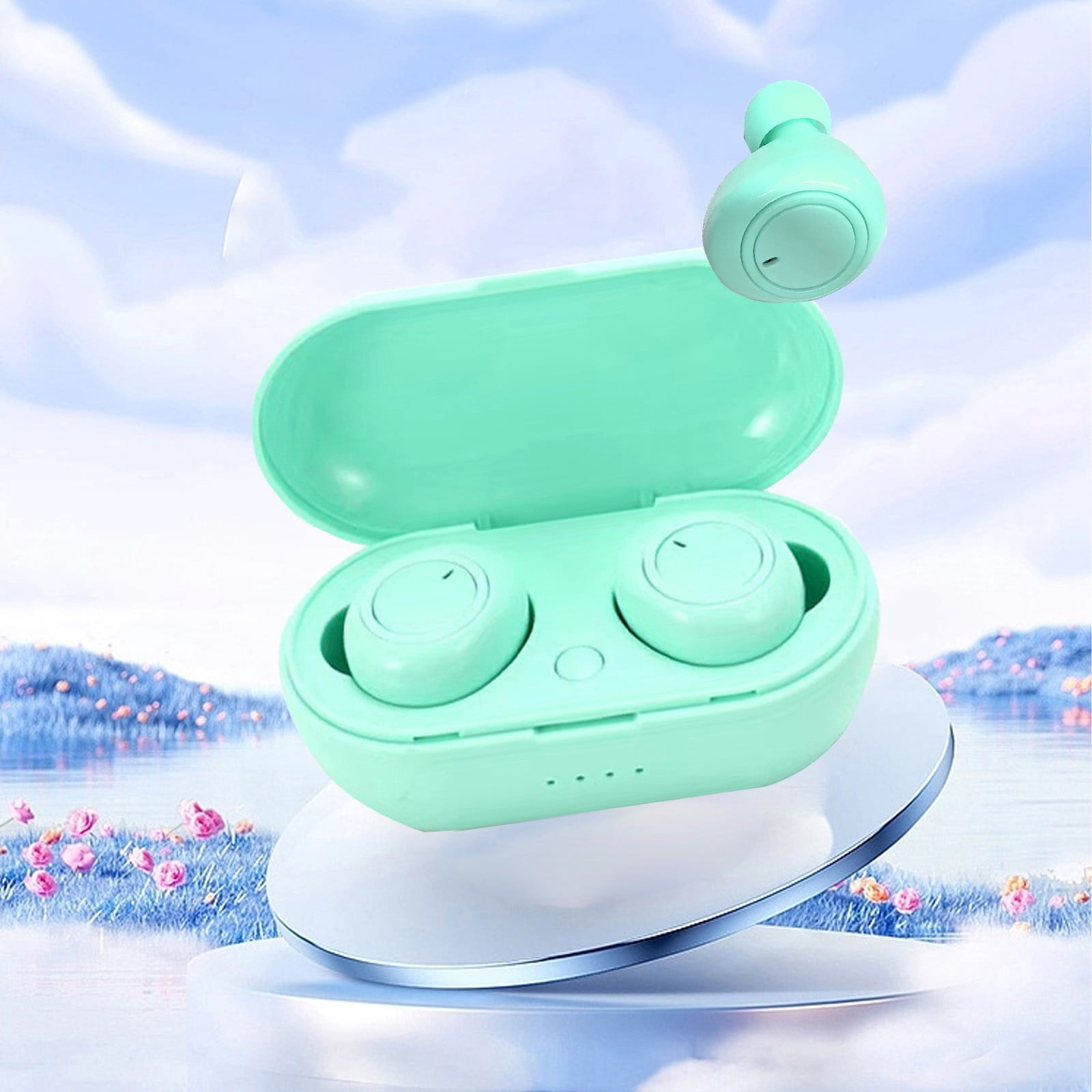 PEZHADA Mini Speakers Bluetooth Wireless Mini Earplug Bluetooth Earphones Bluetooth 5.0 Wireless Earphones Macaron Color Brief Style Bluetooth Earphones Bilateral Stereo