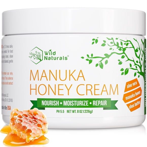Wild Naturals Manuka Honey Moisturizer for Dry, Sensitive Skin &acirc; Eczema Relief Face Cream &acirc; Soothing Cream for Redness & Irr