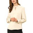 thumbnail image 1 of INSPIRE CHIC Blouse à Boutons pour Femmes à Col Montant avec Goutte d'Eau, Dos Plissé, 1 of 6