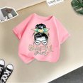 thumbnail image 2 of WEAIXIMIUNG T-Shirts à Col Montant pour Fille Enfant Filles Mignon Imprimé Graphique Col Rond Manches Courtes Tee Été Décontracté T-Shirt, 2 of 4