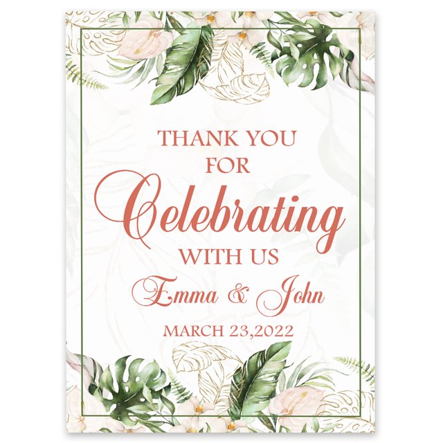 Darling Souvenir MADE WITH LOVE Custom Thank You For Celebrating With UsTropical LeavesWelcomeSignIdeal For Celebration - 18x12