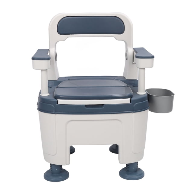 Portable Commode Toilet, PU Cushion Anti Slilp Adjustable Armrest Bedside Commode Toilet Drop Proof for Pregnant Woman for Living Room