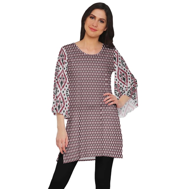 Moomaya Kurta Court Imprimé Kimono Tunique à Manches pour Femmes Tenue d'Été Kurti pour Dames
