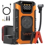 Featou Démarreur de saut avec compresseur,5000A Démarreur de saut à la batterie Peak (jusqu'à 8.5L Moteurs diesel à gaz et à 7,0L), groupe d'alimentation du booster de batterie,12V Boîte de saut avec LED Lumière,USB Charger rapidement 3.0