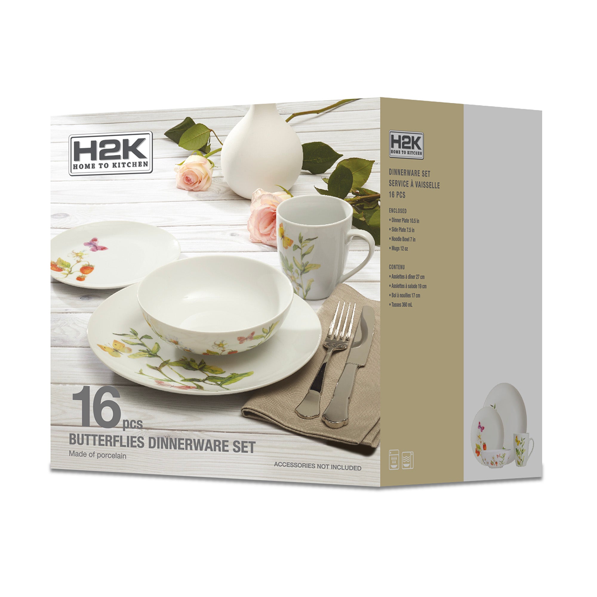 Safdie & Co. Dinnerset Botanical Butterflies