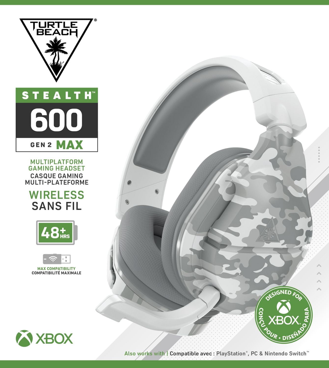 Turtle Beach® Stealth™ 600 Gen 2 MAX - Arctic Camo Xbox Series X, Xbox Series S, Xbox One X, Xbox One S, PS5™, PS4™, PS4™ Pro, PS4™ Slim, Nintendo Switch™, PC et Mac®