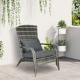 thumbnail image 2 of Outsunny Outdoor Adirondack Chair Rattan Fire Pit Chair with Cushion Grey, 2 of 10