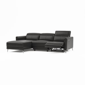 Valencia Andria Canapé de section inclinable en cuir de grain, face à la main gauche moderne 99.5" | Ultra Cuir de luxe lisse, inclinateur électrique, jambes en acier inoxydable noir