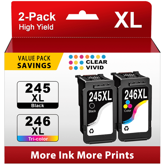 245XL 246XL Ink Cartridges for Canon 245 246 Printer Ink PG 243 CL 244 for Pixma MG2522 TS3122 TR4522 (2 Pack)
