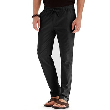 HKEJIAOI Sweatpants for Men Men's Business Loose Large Size Elastic Waist Cotton All-match Solid Color