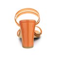 thumbnail image 2 of BLISSFUL STEP Women's Strappy Block Heel Slides Mules Sandals Orange 6.5, 2 of 7
