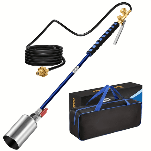Propane Torch Weed Burner Kit, Self-igniting Flamethrower with 10FT Hose, Heavy Duty Blow Torch for Flame Weeding,Roof Asphalt,Ice Snow,Road Marking, High Output