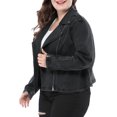 thumbnail image 4 of GRACE & GRANDEUR Women's Plus Size Denim Inclined Zip Motorcycle Jacket, 4 of 7