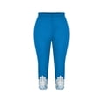thumbnail image 4 of Pantalon Court pour Femmes Pantalon Court Jambe Échancrée Femmes Taille Polyester Capris pour Dames Pantalons Capris Style C-95 Bleu Pâle 3TG, 4 of 7