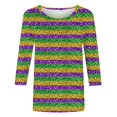 thumbnail image 5 of Penkiiy Blouse Carnaval pour Femmes Mardi Gras Mode Imprimée Décontractée Col Rond Manches 3/4 T-shirt Blouse m Multicolore, 5 of 5