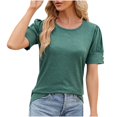 thumbnail image 4 of asjyhkr T-Shirts pour Femmes Col Rond Manches Courtes à Revers Hauts d'Été Mode 2025 Chic T-Shirts Basiques, 4 of 4