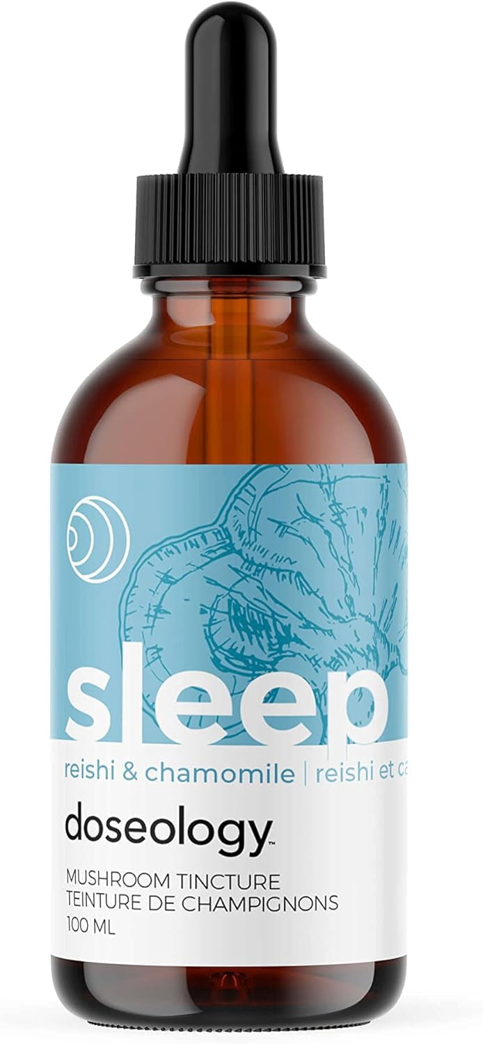 Doseology, Sleep – Reishi, Chamomile & Melatonin Sleep Tincture, Dual Extract, Fruiting Body Mushroom, Adaptogenic Support for Sleep Quality & Duration, 100ml (One Month)