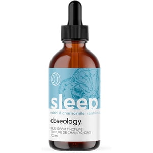 Doseology, Sommeil – Reishi, Camomille & Teinture de sommeil mélatonine, double extrait, champignon du corps fruitier, support adaptogène pour la qualité du sommeil & Durée 100ml (Un mois)