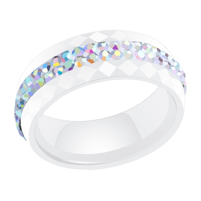 keepw Ceramics Fashionable Women S Ceramic Ring Wedding And Special Occasions Rings For Wedding AB white Size 6
