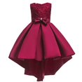 thumbnail image 2 of Robes Tutu Haute Basse pour Filles, Robe de Princesse pour Enfants, Robe de Demoiselle d'Honneur, Robe de Fête de Mariage, Robe de Communion pour Petites et Grandes Filles, Robe de Soirée Formelle, Robe de Bal, Rouge Vin 11-12 Ans, 2 of 4