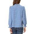 thumbnail image 3 of INSPIRE CHIC Blouse Imprimée à Col Montant Volanté à Smocks à Manches Longues pour Femme P Bleu Gris-Cœur, 3 of 8