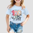 thumbnail image 2 of FhsagQ le 7 Juillet Mode Enfants Décontractée Imprimé Col Rond Ample Manches Courtes T-Shirt Haut Filles Printemps le 7 Juillet T-Shirts Taille 6 Printemps Bleu Clair 8-9 Ans, 2 of 4