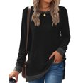 thumbnail image 2 of Pisexur Sweats à Manches Longues pour Femmes Couleur Bloc Col Rond T-shirts Décontractés Blouses Sweatshirts Tuniques avec Poche, 2 of 4
