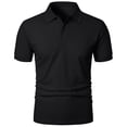 thumbnail image 5 of HVOBTTY Mens Summer Soft Versatile Pullover Casual Fashion Solid Color Collared Short Sleeve Loose Breathable Daily Base Layer Tops Black, L, 5 of 5