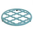 thumbnail image 4 of Lattice Collection Round Heavy Weight Multi-Purpose Decorative Cast Iron Trivet with Soft Non-Skid Rubber Peg Feet, Turquoise, 4 of 5