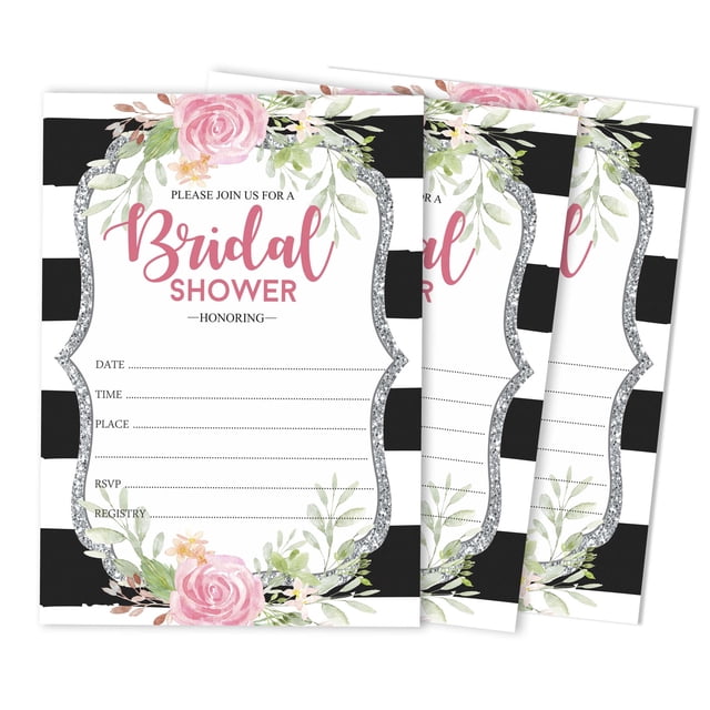 Inkdotpot Invitations de Douche Nuptiale Style à Remplissage Floral 30 Invitations Vierges de Mariage