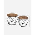 thumbnail image 3 of VASAGLE Small Coffee Table Set of 2, Round Coffee Table with Steel Frame, Side End Table for Living Room, Bedroom, Office, Rustic Brown and Ink Black, 3 of 5