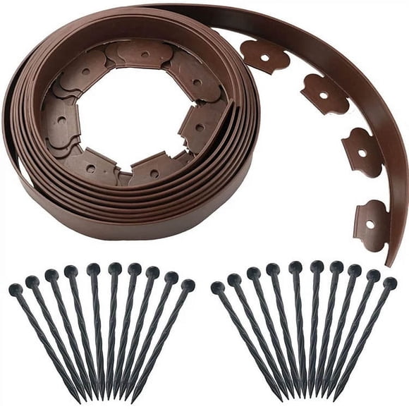 Garden Edging, Landscape Border, No-Dig Lawn Edging Roll, Flexible Plastic Edging Kit, Durable Yard Border for Flower Beds and Pathways, Easy Installation
