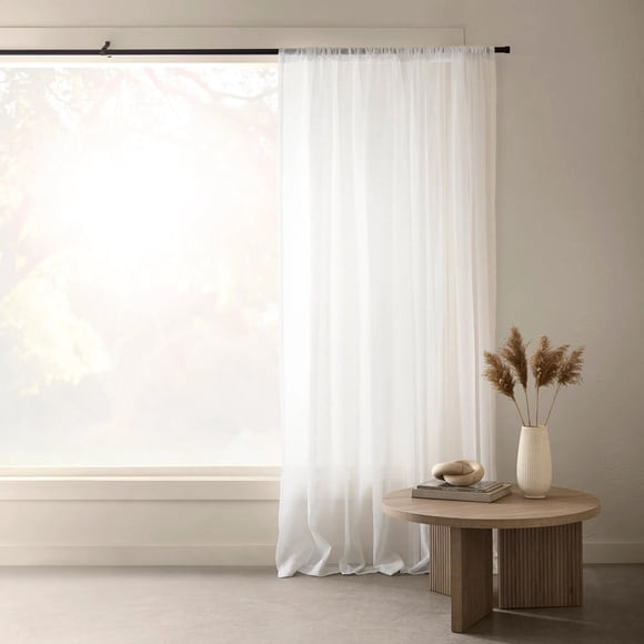 Bouclair White Carla Sheer Curtain 52x108 in (132x274 cm)