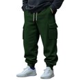 thumbnail image 2 of Yuyuzo Mens Cargo Sweatpants Causal Drawstring Workout Joggers Fleece Solid Color Athletic Pants with Pockets, 2 of 7