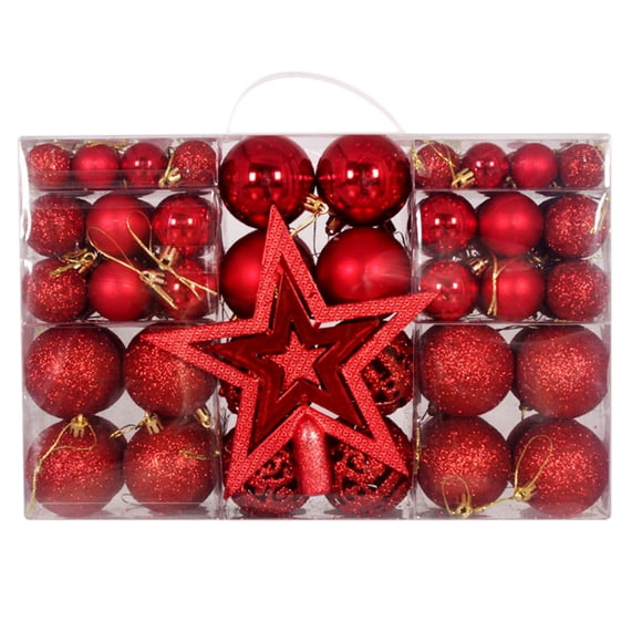 EGNMCR 101 Pcs Boules de Noël pour Déco de Sapin de Noël, Ensembles de Boules de Noël Incassables pour Décorations de Sapin de Noël, Fêtes, Maison, Décorations de Fête, Cadeaux pour la Famille