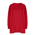 thumbnail image 3 of Penkiiy Chandails Molletonnés Surdimensionnés pour Femmes, Chandails à Capuchon à Col Rond, Tenues d'Automne et d'Hiver, Chandails à Enfiler, Vêtements, Mode, L Rouge, 3 of 5