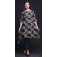 thumbnail image 3 of Bimba Kurti Asymétrique à Imprimé Floral Feuilles Bleues et Pivoines pour Femmes Robe d'Été Indienne Tunique Petit, 3 of 6