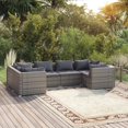thumbnail image 1 of vidaXL 6 Piece Garden Lounge Set with Cushions Poly Rattan Grey, 1 of 5