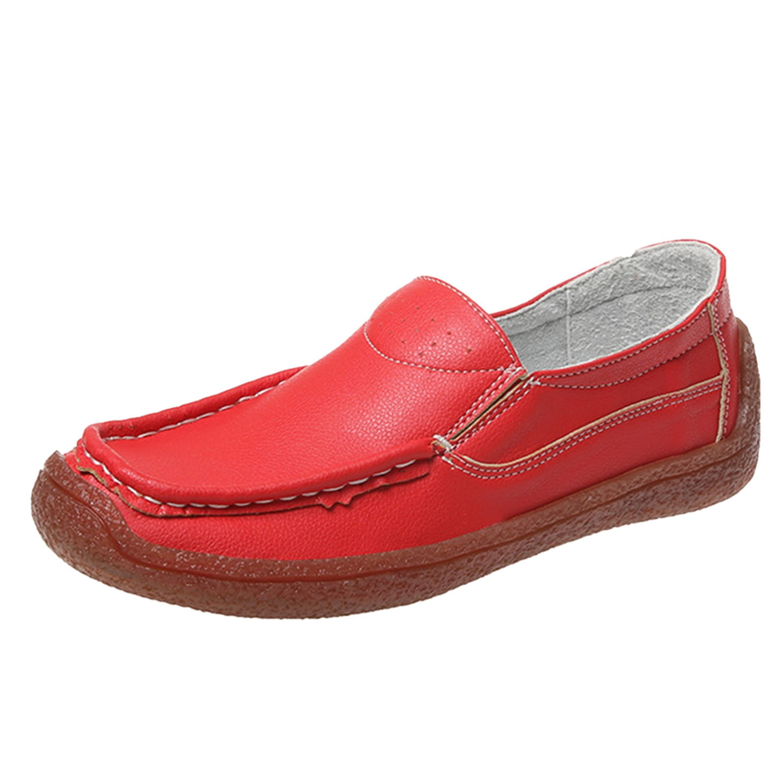 B91xZ Mocassins à Enfiler pour Femmes Mocassins de Conduite Décontractés Chaussures Bateau à Enfiler Mode Confort Ballerines, Rouge 8