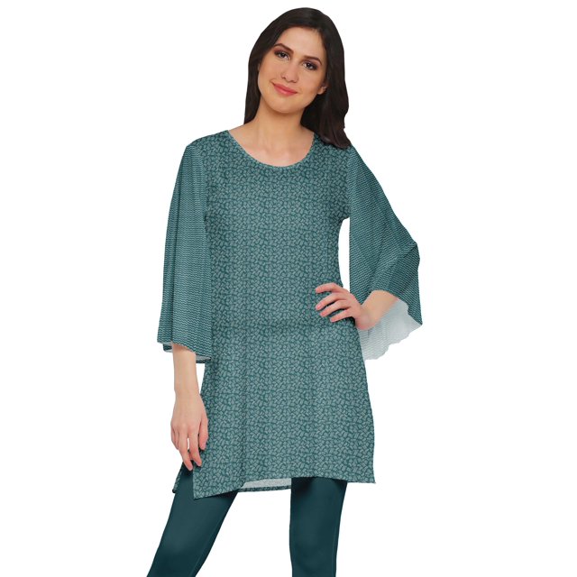 Moomaya Kurta Mini à Manches Kimono Tunique d'Été Kurtis Courts Imprimés pour Femmes