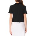 thumbnail image 3 of INSPIRE CHIC Cropped Cardigan for Women's Open Front Ruffle Knit Shrugs M Black, 3 of 7