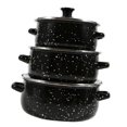 thumbnail image 2 of Siruishop 3 Pieces Enamel Stockpot with Lid Slow Cooker for Restaurant Wedding Kitchen black, 2 of 8