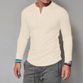thumbnail image 2 of Men Long Sleeves  Neck Solid Button Pullover Casual Men T Shirt Men Blouse, 2 of 6