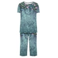 thumbnail image 5 of FAFWYP Ensembles de Pyjama 2 Pcs pour Femmes, Ensembles de Pyjama à Imprimé Floral, Tenue de Nuit Douce, Hauts à Manches Courtes à Col Ras du Cou et Pantalons Capri, Ensembles de Détente, P-3TG, 5 of 5